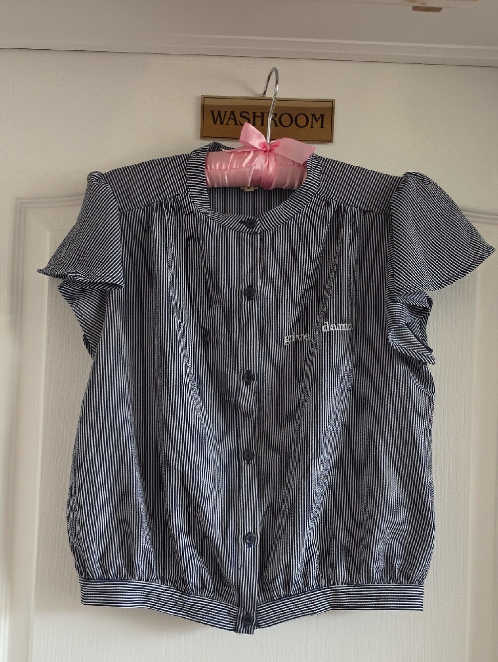 Monteau Navy and White Striped Blouse PRICE IS FIRM